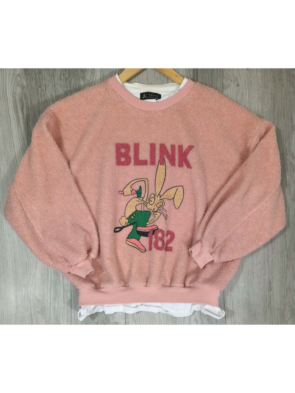 Blink 182 Pink Teddy Fleece Sweatshirt Women’s XL Oversized #14